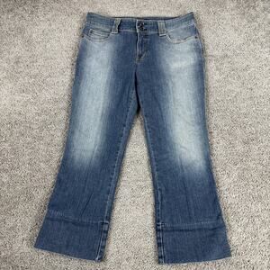 Gap Jeans Womens 10 Blue Bootcut Wide Cuffed Stretch Denim Medium Wash